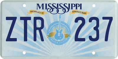 MS license plate ZTR237