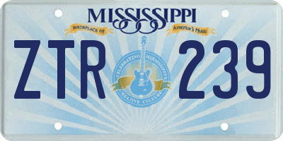 MS license plate ZTR239