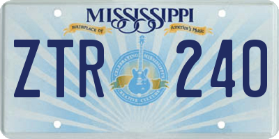 MS license plate ZTR240