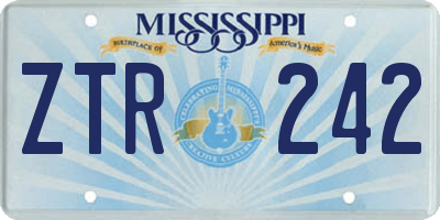 MS license plate ZTR242