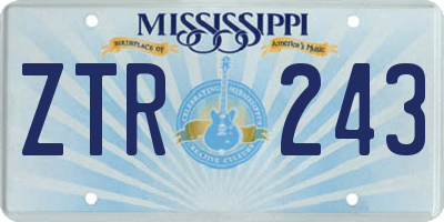 MS license plate ZTR243
