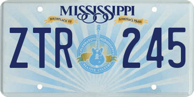 MS license plate ZTR245