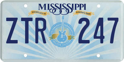 MS license plate ZTR247