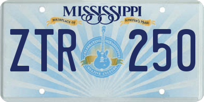 MS license plate ZTR250