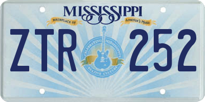 MS license plate ZTR252