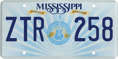 MS license plate ZTR258