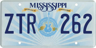 MS license plate ZTR262