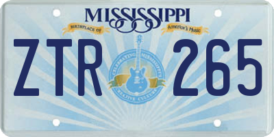 MS license plate ZTR265