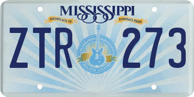 MS license plate ZTR273