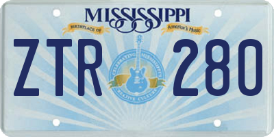 MS license plate ZTR280