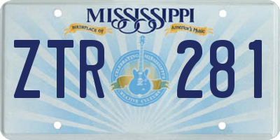 MS license plate ZTR281