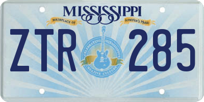 MS license plate ZTR285