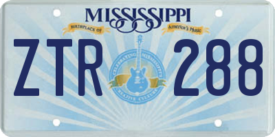 MS license plate ZTR288