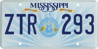 MS license plate ZTR293