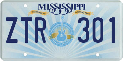 MS license plate ZTR301