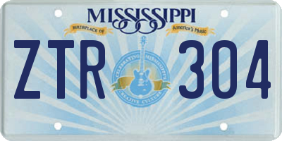MS license plate ZTR304