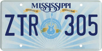 MS license plate ZTR305