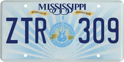 MS license plate ZTR309