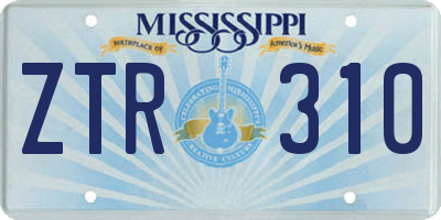 MS license plate ZTR310