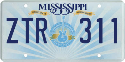 MS license plate ZTR311