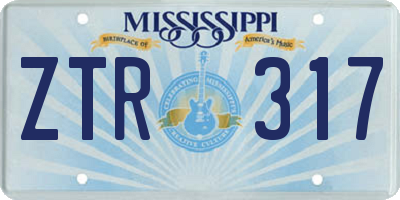 MS license plate ZTR317