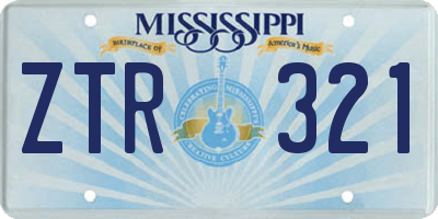 MS license plate ZTR321