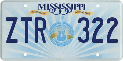 MS license plate ZTR322