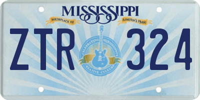 MS license plate ZTR324