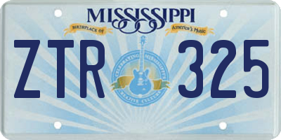 MS license plate ZTR325
