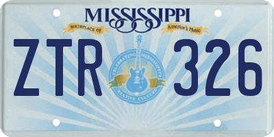 MS license plate ZTR326