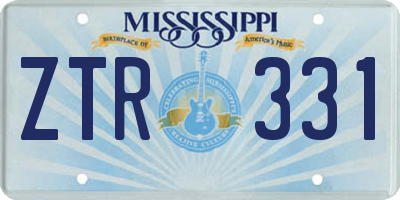 MS license plate ZTR331