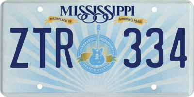 MS license plate ZTR334