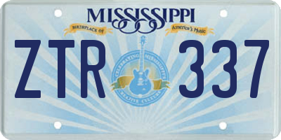 MS license plate ZTR337