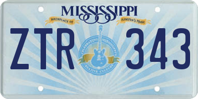 MS license plate ZTR343