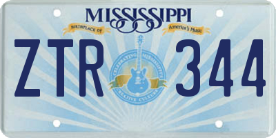 MS license plate ZTR344