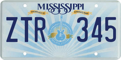 MS license plate ZTR345