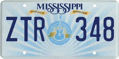 MS license plate ZTR348