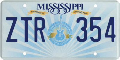 MS license plate ZTR354