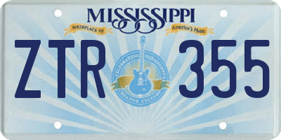 MS license plate ZTR355