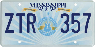 MS license plate ZTR357