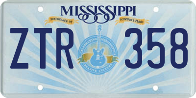 MS license plate ZTR358