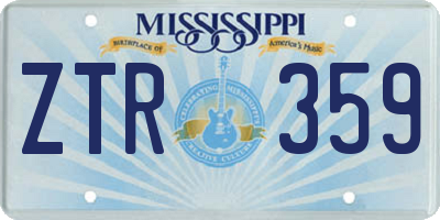 MS license plate ZTR359