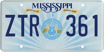 MS license plate ZTR361