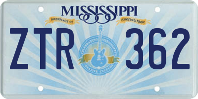 MS license plate ZTR362
