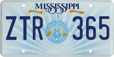 MS license plate ZTR365