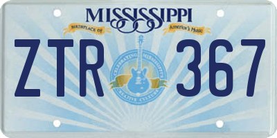 MS license plate ZTR367
