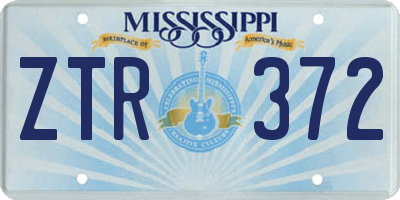MS license plate ZTR372