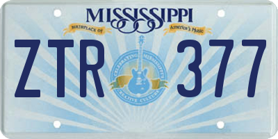 MS license plate ZTR377