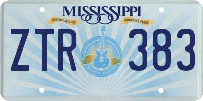 MS license plate ZTR383