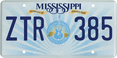 MS license plate ZTR385